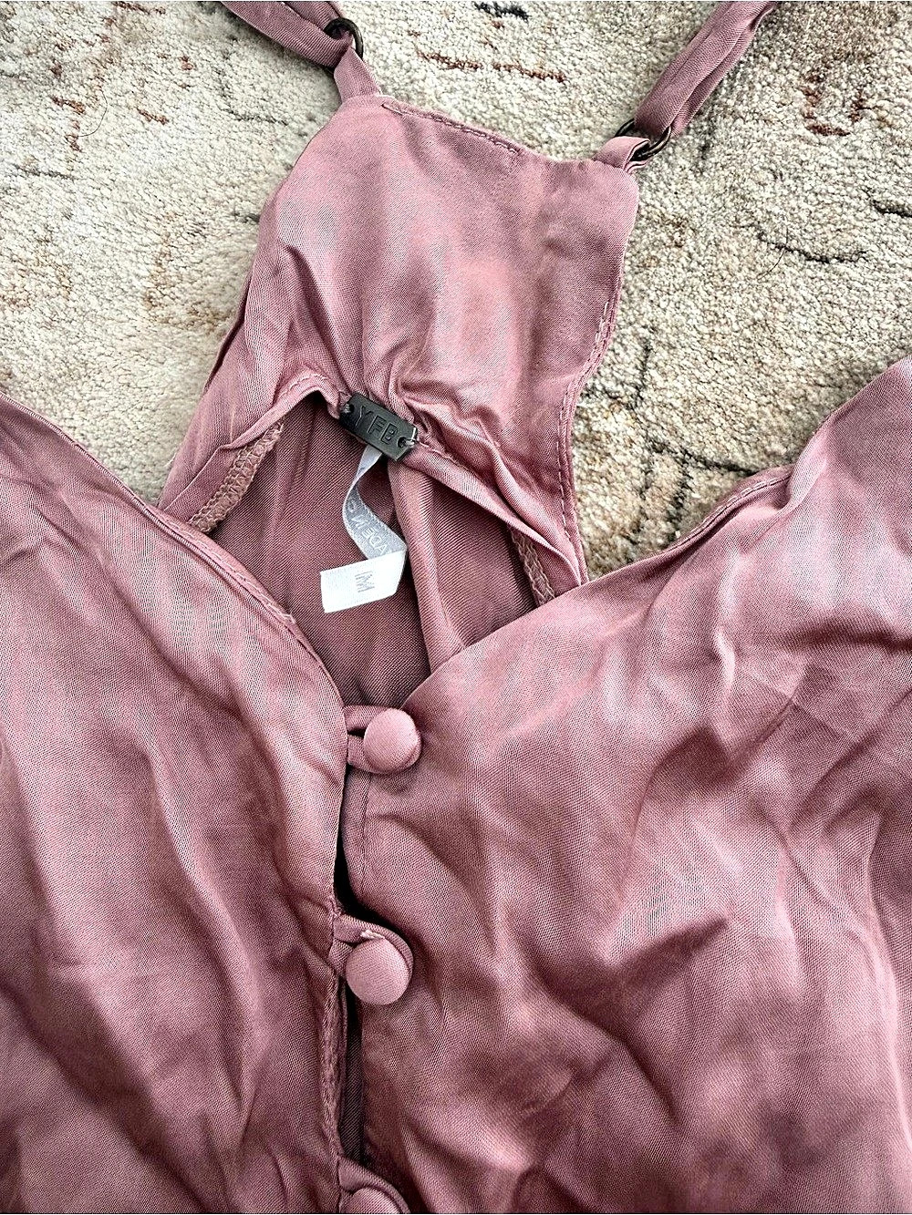 Young Fabulous & Broke Pink Button front silky top - Picture 2 of 2